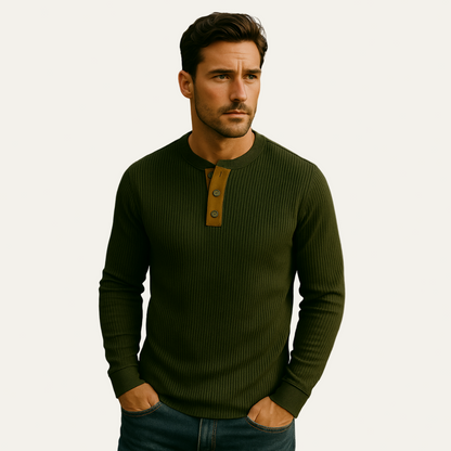Men’s Ribbed Thermal Henley Shirt
