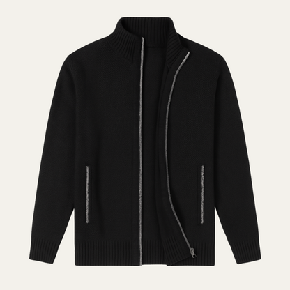 The Lyon Men's Stylish Wool Cardigan - Zip Up Knit Jacket