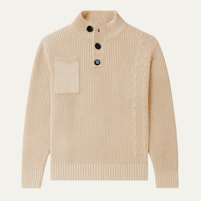 The Alberobello Men’s Winter Stand Collar Knitted Jumper with Buttons