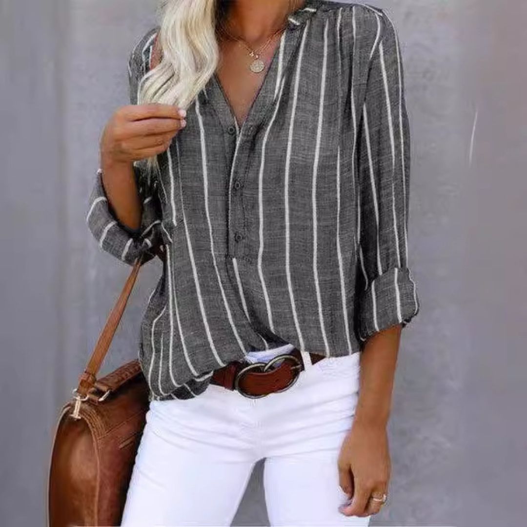 Cotton Blend Striped Shirt Women