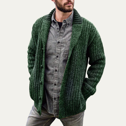 The Siracusa Men’s Chunky Knit Shawl Collar Cardigan
