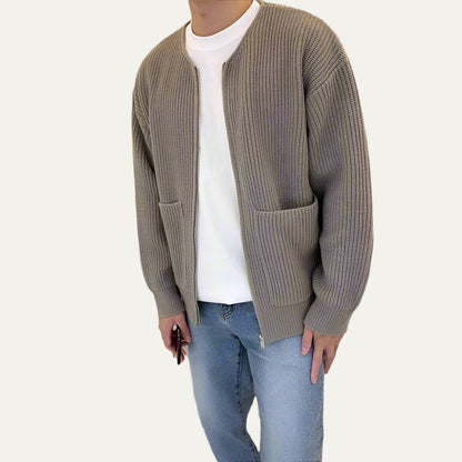 Men’s Relaxed Ribbed Knit Zip Cardigan