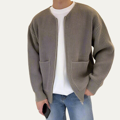 Men’s Relaxed Ribbed Knit Zip Cardigan