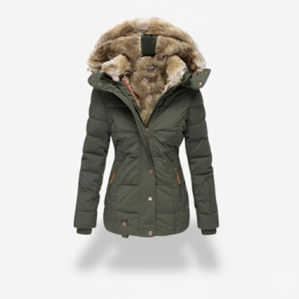 Women’s Fur Collar Hooded Winter Coat