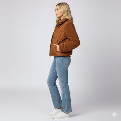 Lynette | Quilted Jacket - Soft-Sleeve Autumn Zip-Up Outerwear for Women