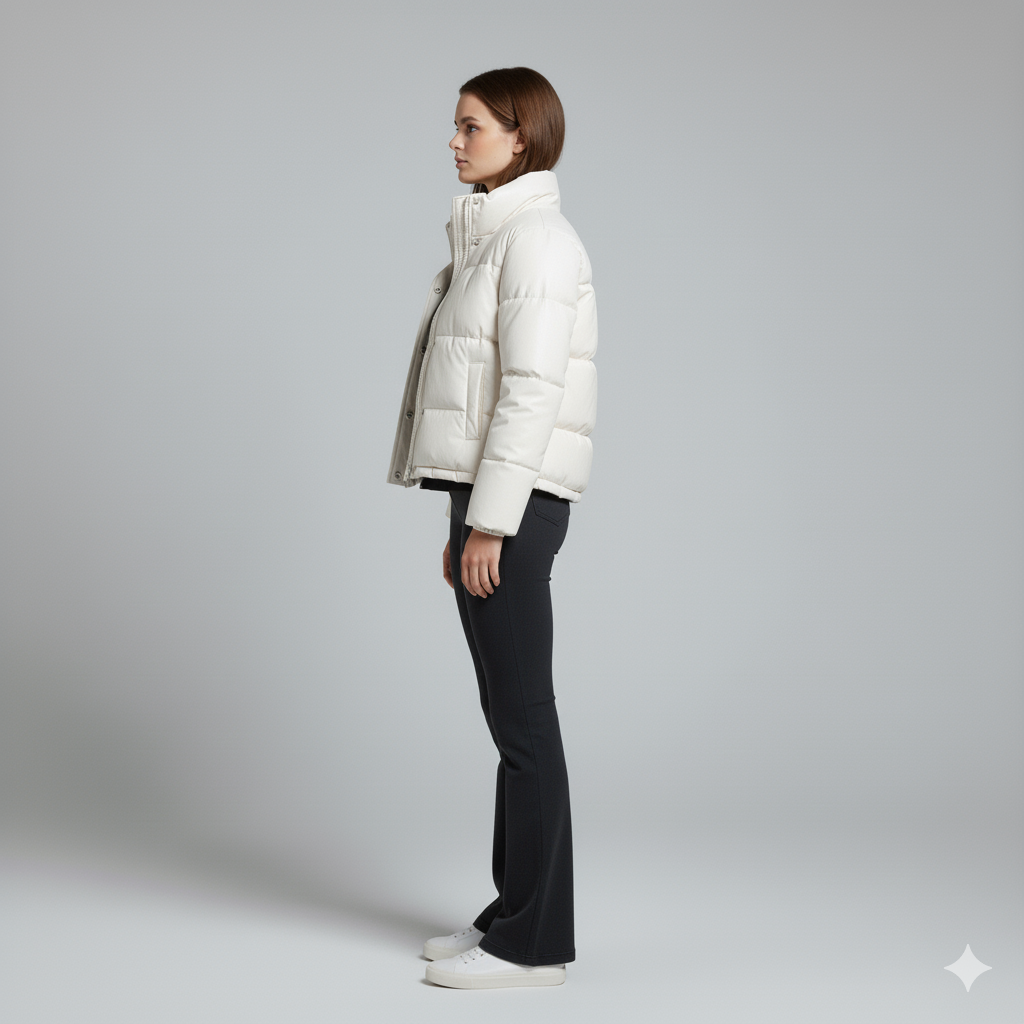 Shane | Puffer Jacket - Short Quilted Mock Neck Winter Outerwear for Women