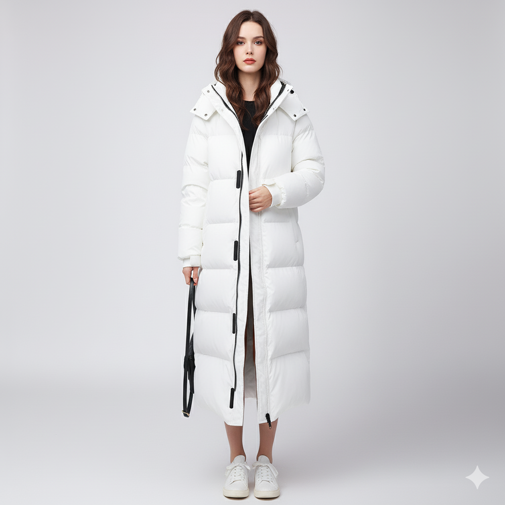 Karen | Puffer Jacket - Long Fit Winter Outerwear with Pockets for Women