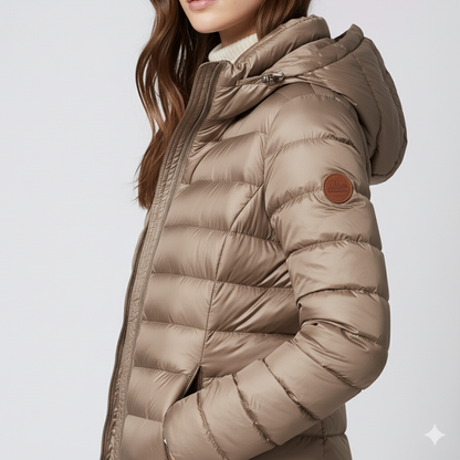 Camille | Padded Jacket - Long Hooded Quilted Water-Repellent Coat for Women
