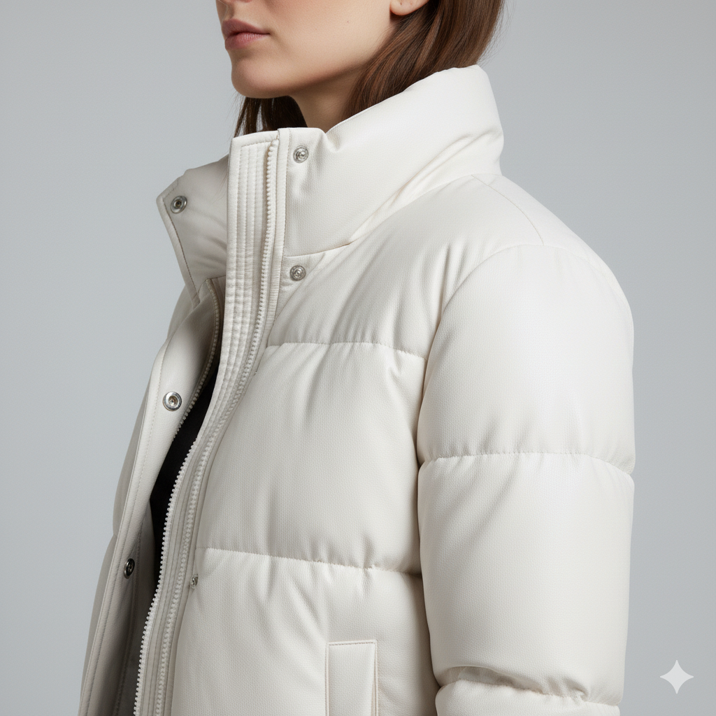 Shane | Puffer Jacket - Short Quilted Mock Neck Winter Outerwear for Women