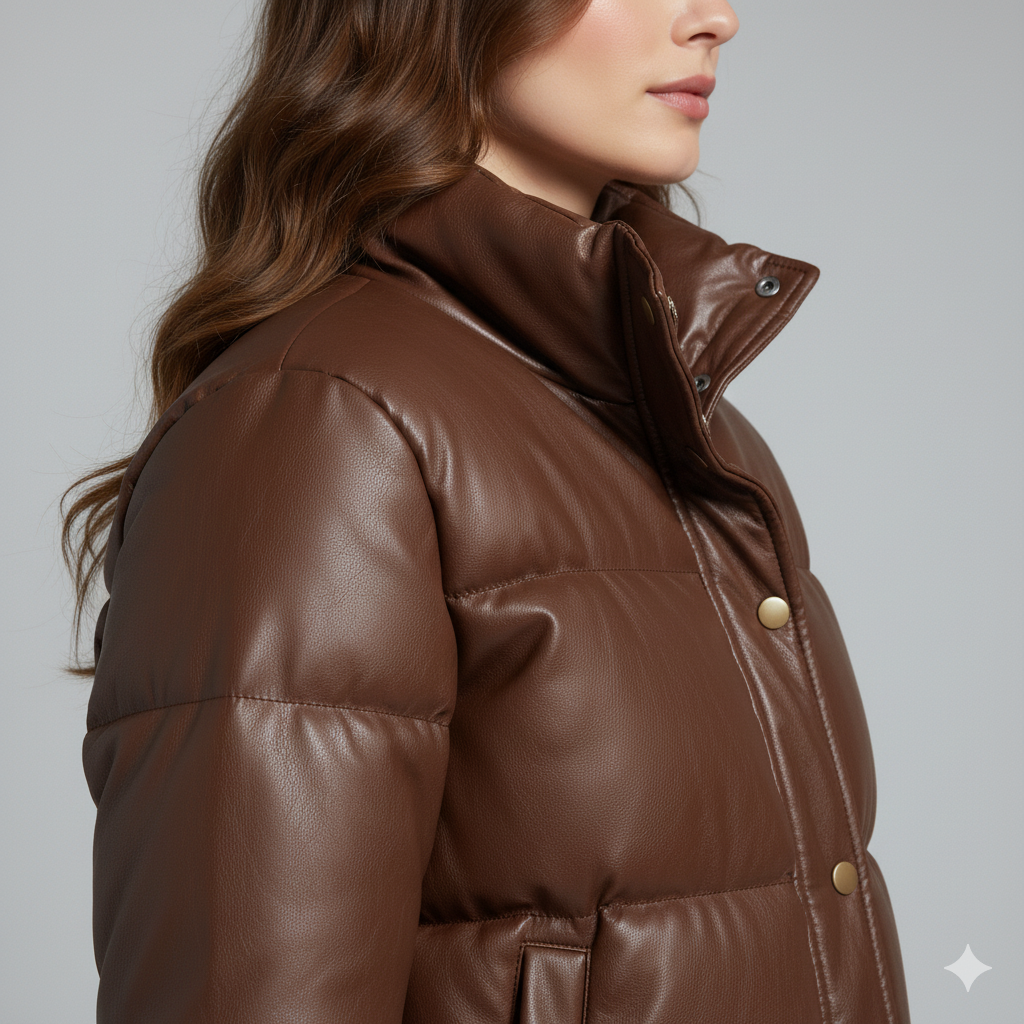 Shane | Puffer Jacket - Short Quilted Mock Neck Winter Outerwear for Women