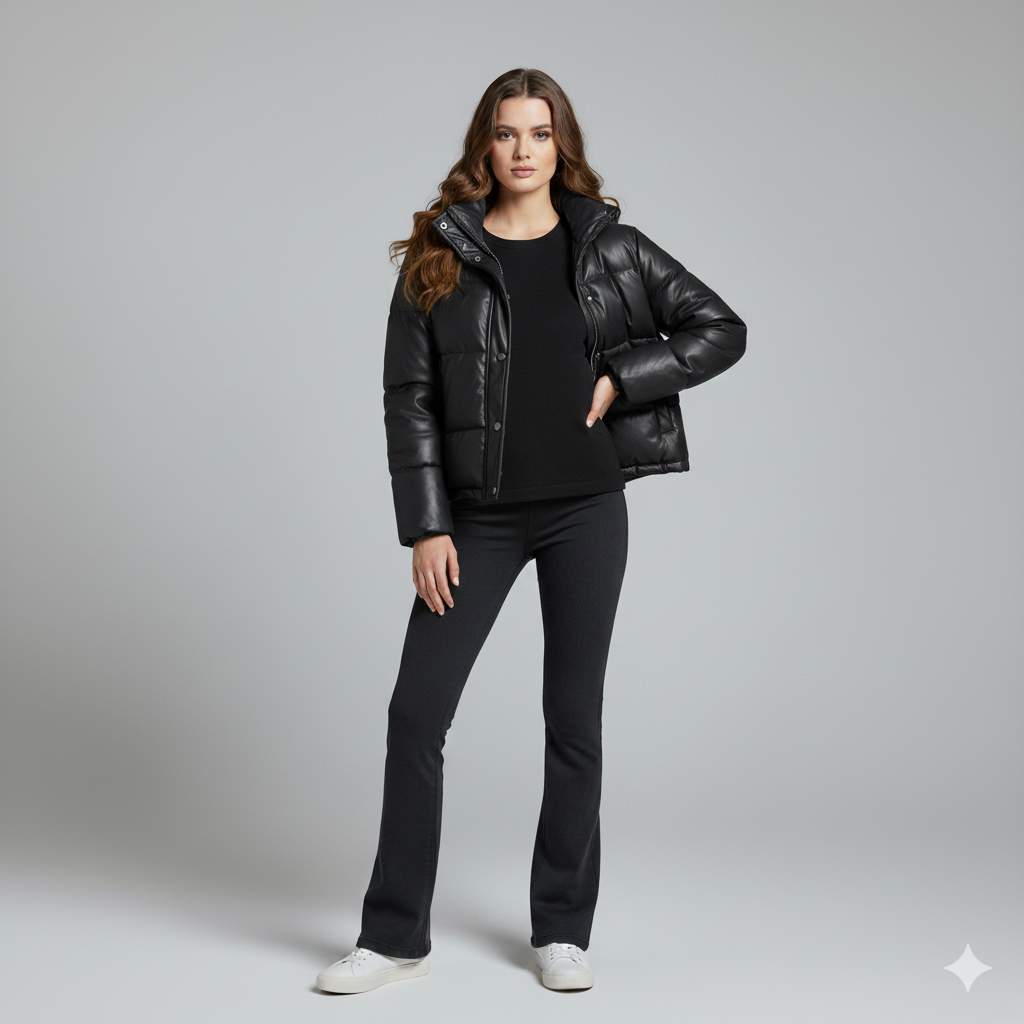 Shane | Puffer Jacket - Short Quilted Mock Neck Winter Outerwear for Women