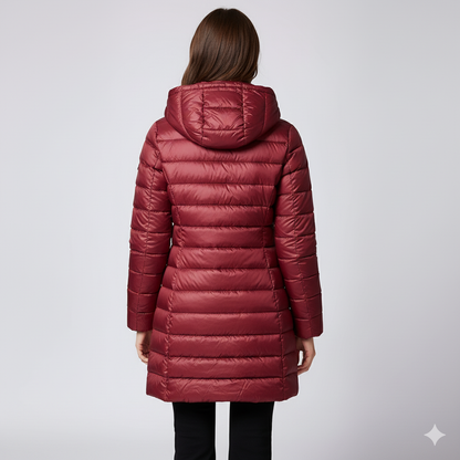 Camille | Padded Jacket - Long Hooded Quilted Water-Repellent Coat for Women