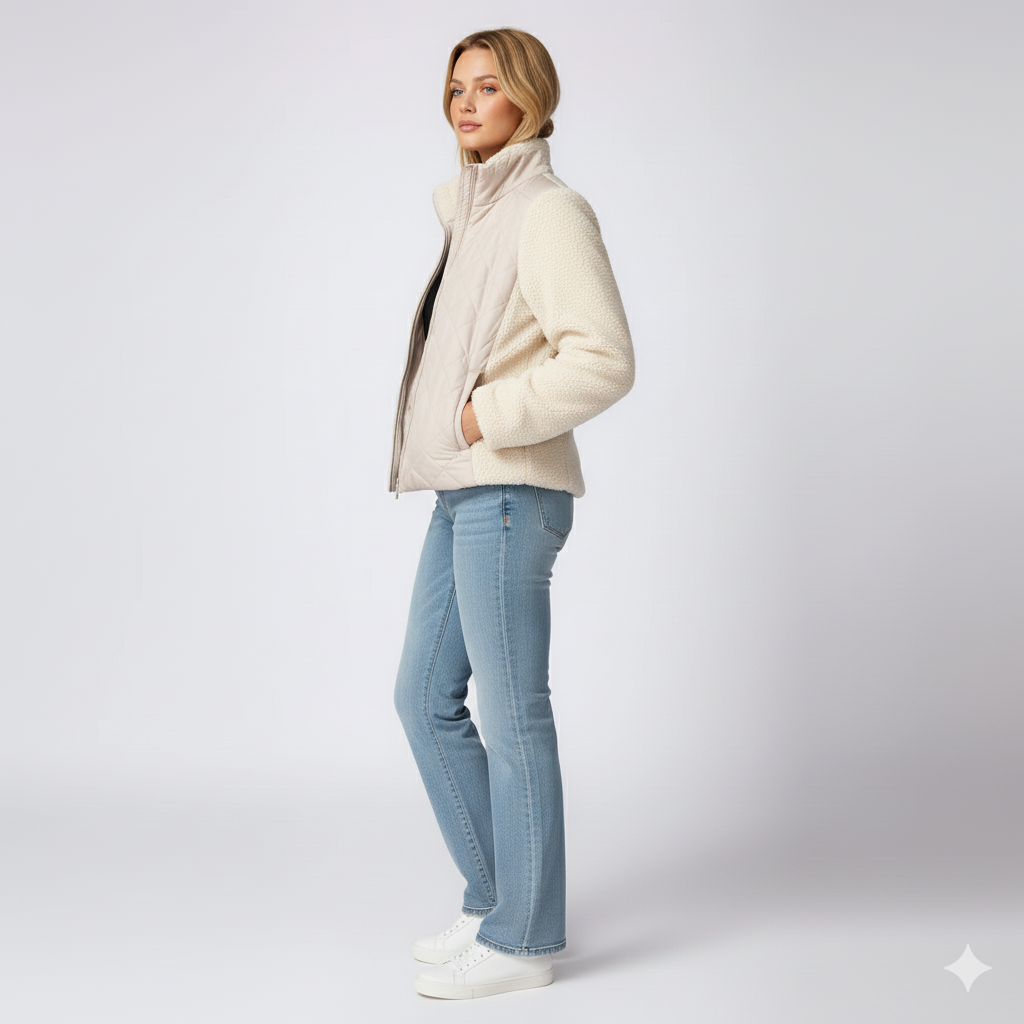 Lynette | Quilted Jacket - Soft-Sleeve Autumn Zip-Up Outerwear for Women