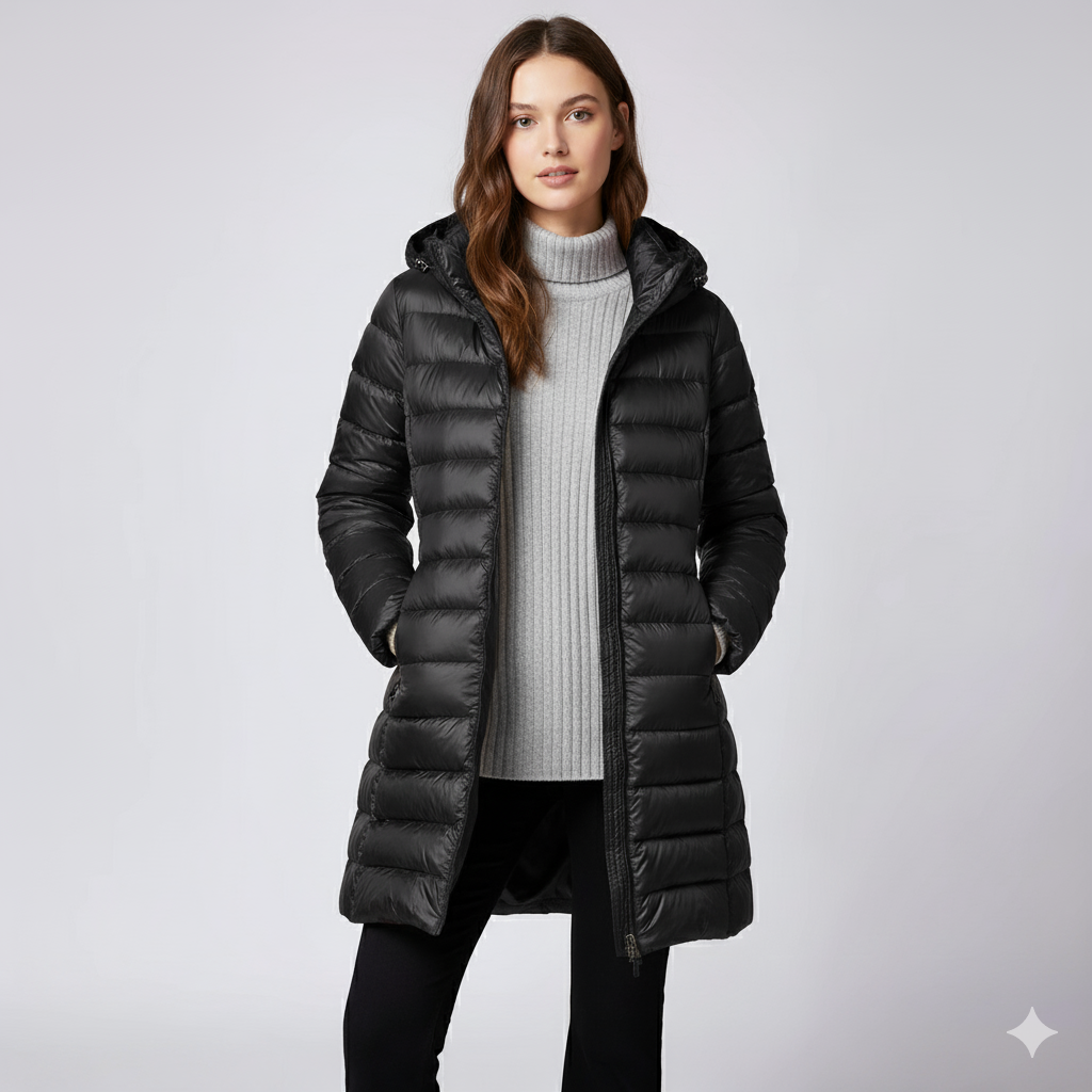 Camille | Padded Jacket - Long Hooded Quilted Water-Repellent Coat for Women