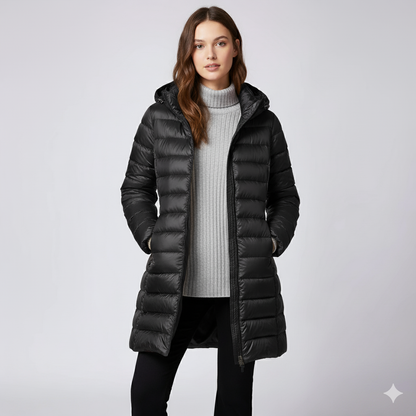 Camille | Padded Jacket - Long Hooded Quilted Water-Repellent Coat for Women