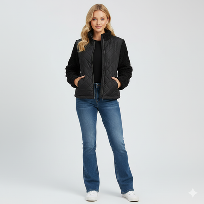 Lynette | Quilted Jacket - Soft-Sleeve Autumn Zip-Up Outerwear for Women