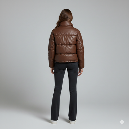 Shane | Puffer Jacket - Short Quilted Mock Neck Winter Outerwear for Women