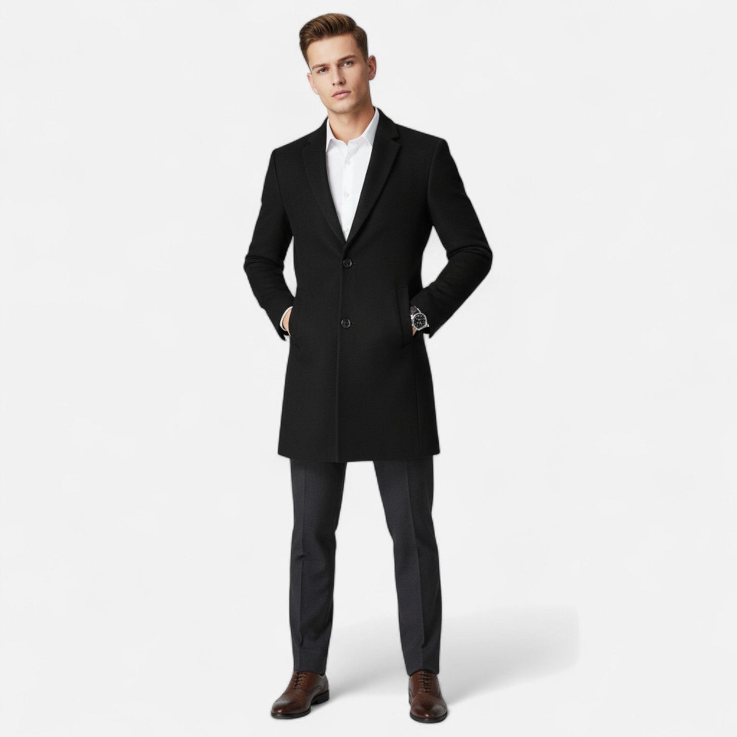 Men’s Wool Overcoat – Classic Tailored Elegance