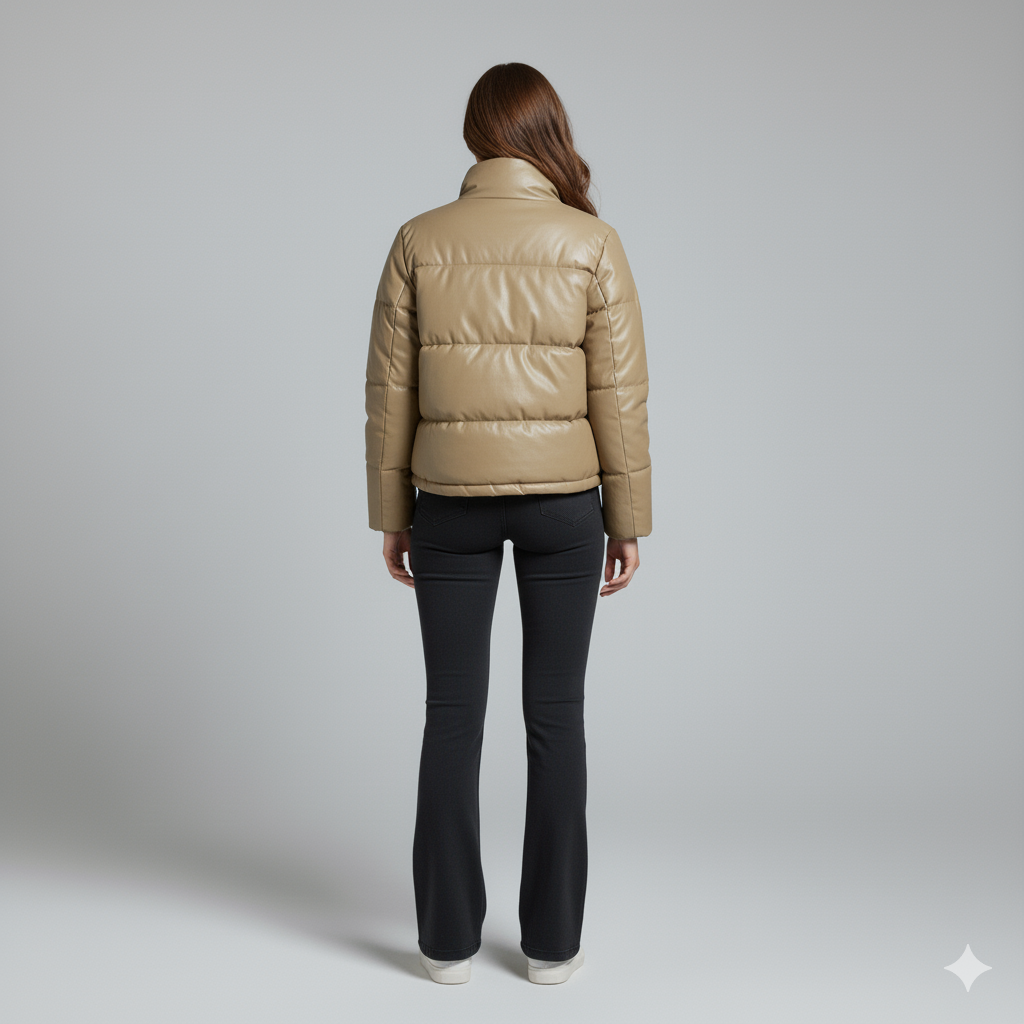 Shane | Puffer Jacket - Short Quilted Mock Neck Winter Outerwear for Women