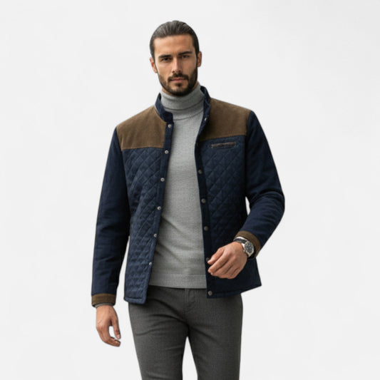 Dorevelle | Men's Slim Fit Patchwork Leather Jacket - BritishElegance