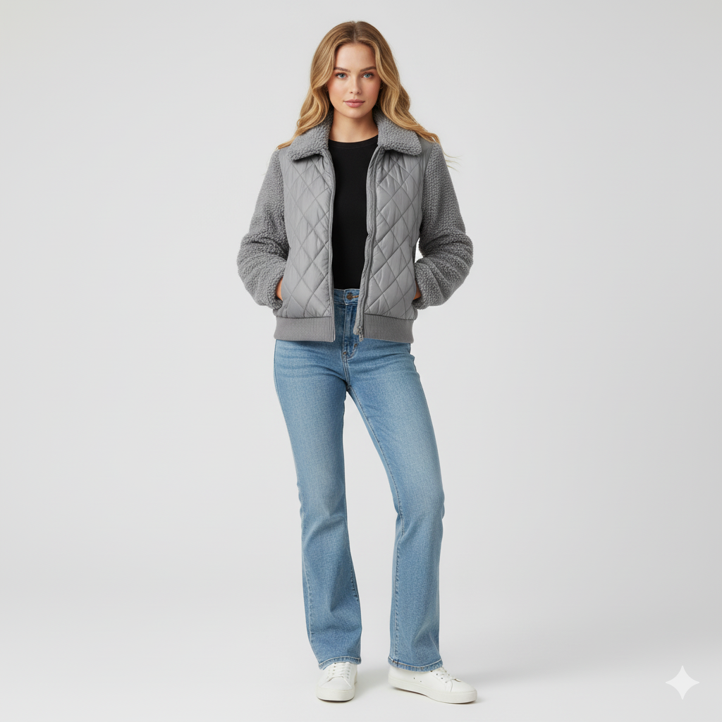 Lynette | Quilted Jacket - Soft-Sleeve Autumn Zip-Up Outerwear for Women