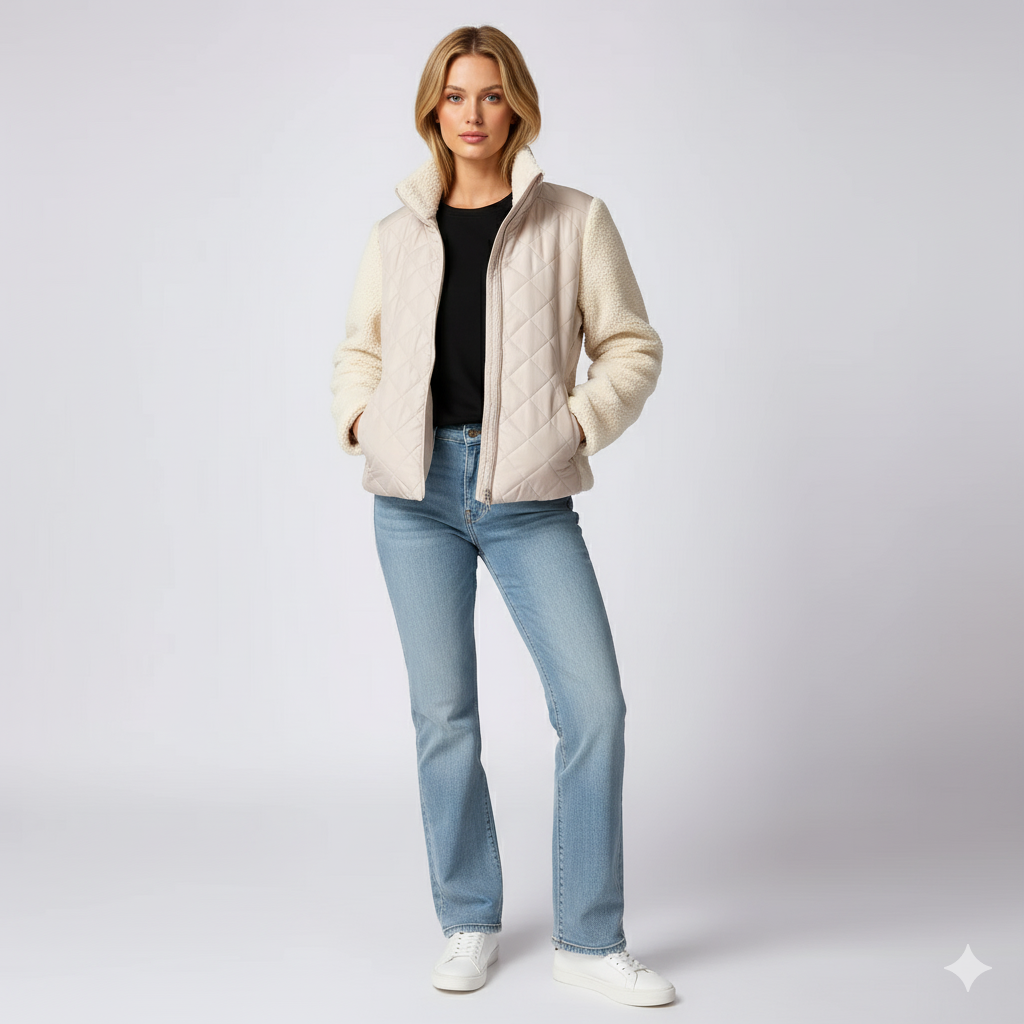Lynette | Quilted Jacket - Soft-Sleeve Autumn Zip-Up Outerwear for Women