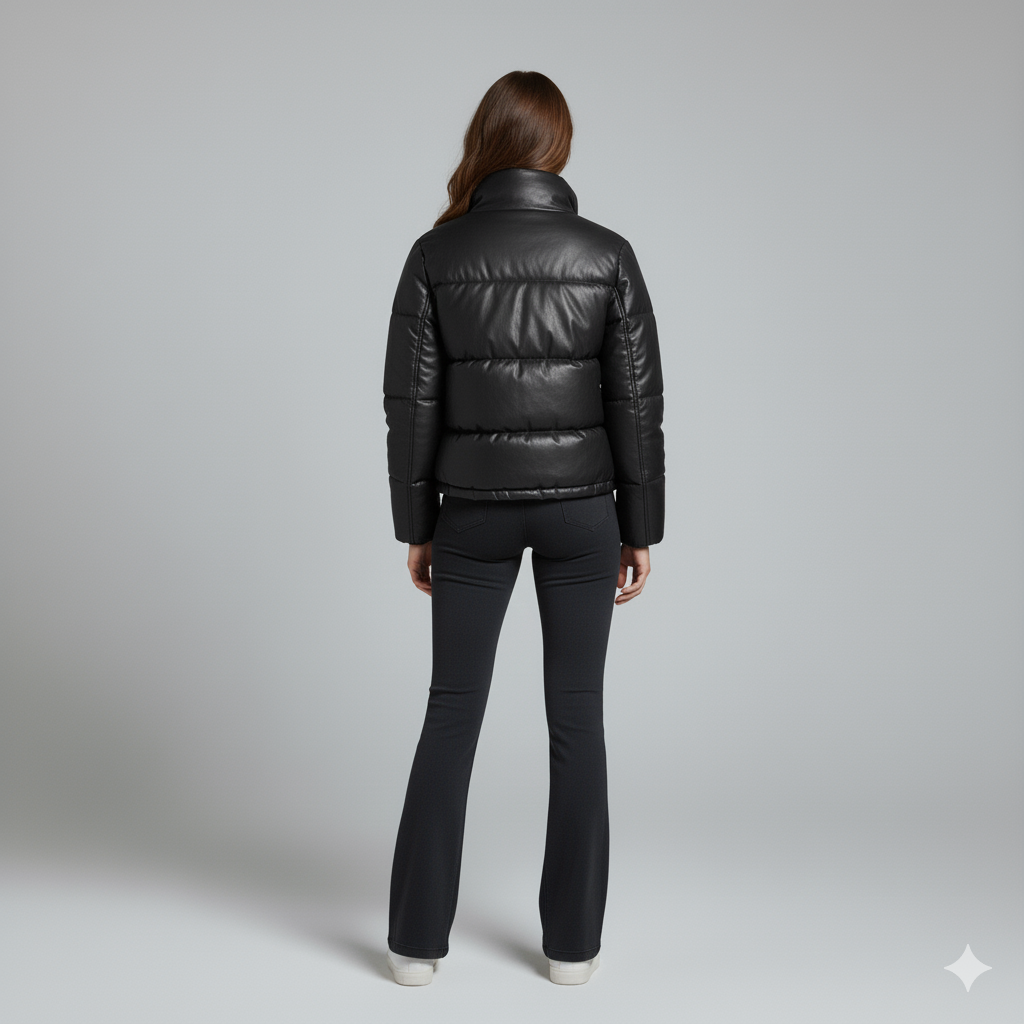 Shane | Puffer Jacket - Short Quilted Mock Neck Winter Outerwear for Women