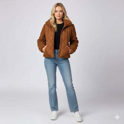 Lynette | Quilted Jacket - Soft-Sleeve Autumn Zip-Up Outerwear for Women