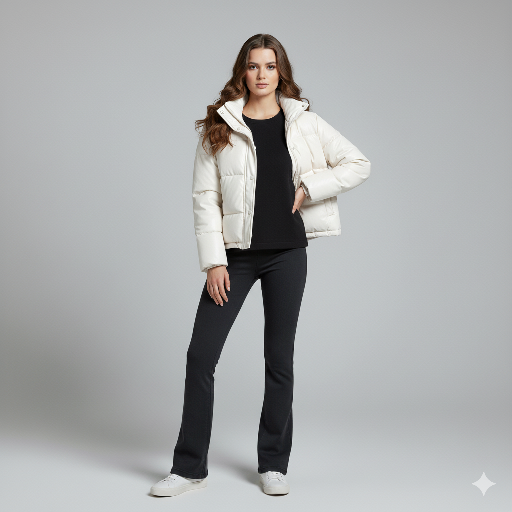 Shane | Puffer Jacket - Short Quilted Mock Neck Winter Outerwear for Women
