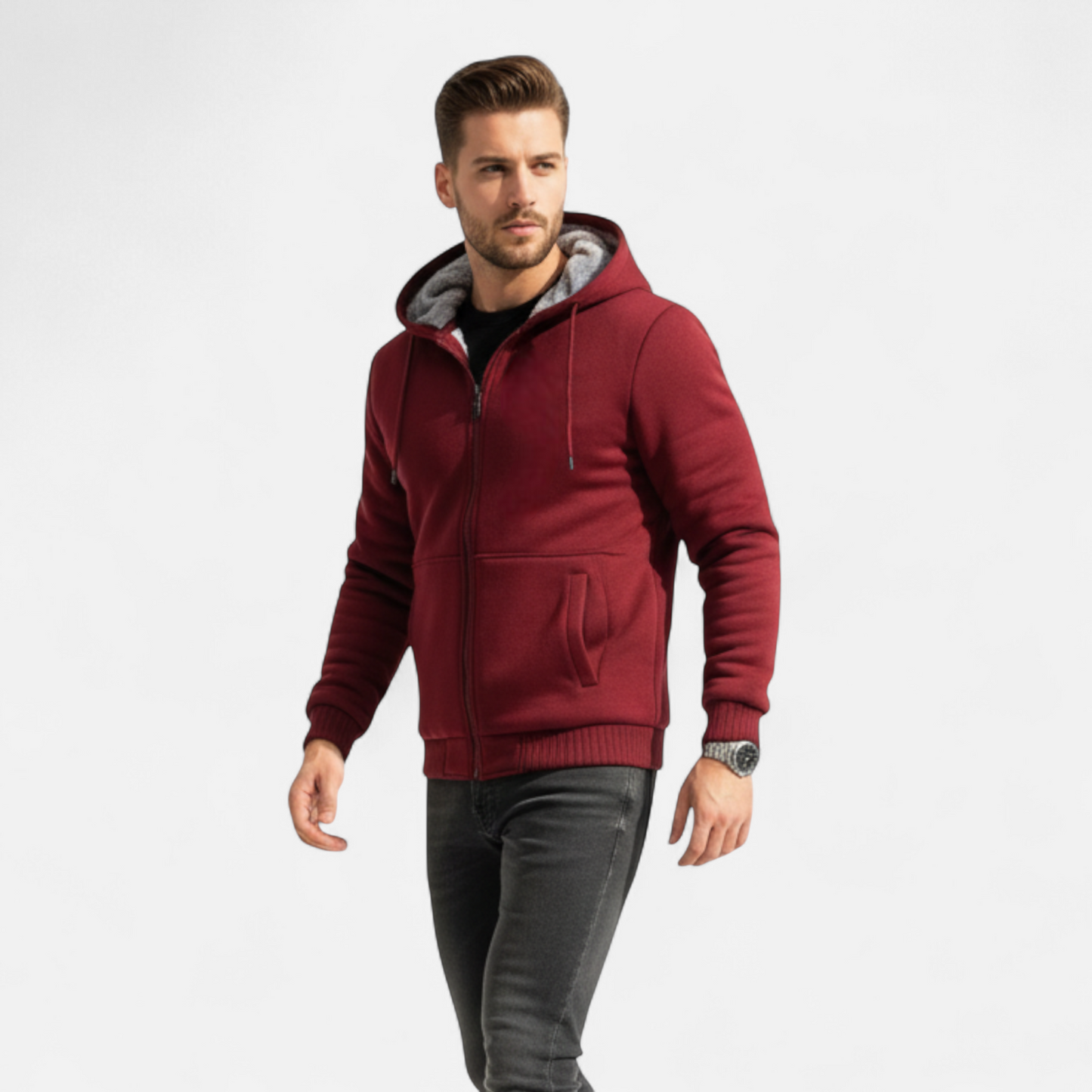 Men's Cozy Thick Fleece Hooded Jacket - BritishElegance