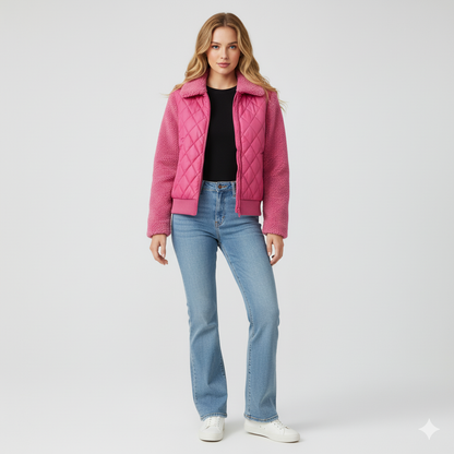 Lynette | Quilted Jacket - Soft-Sleeve Autumn Zip-Up Outerwear for Women
