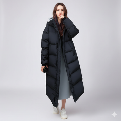 Karen | Puffer Jacket - Long Fit Winter Outerwear with Pockets for Women