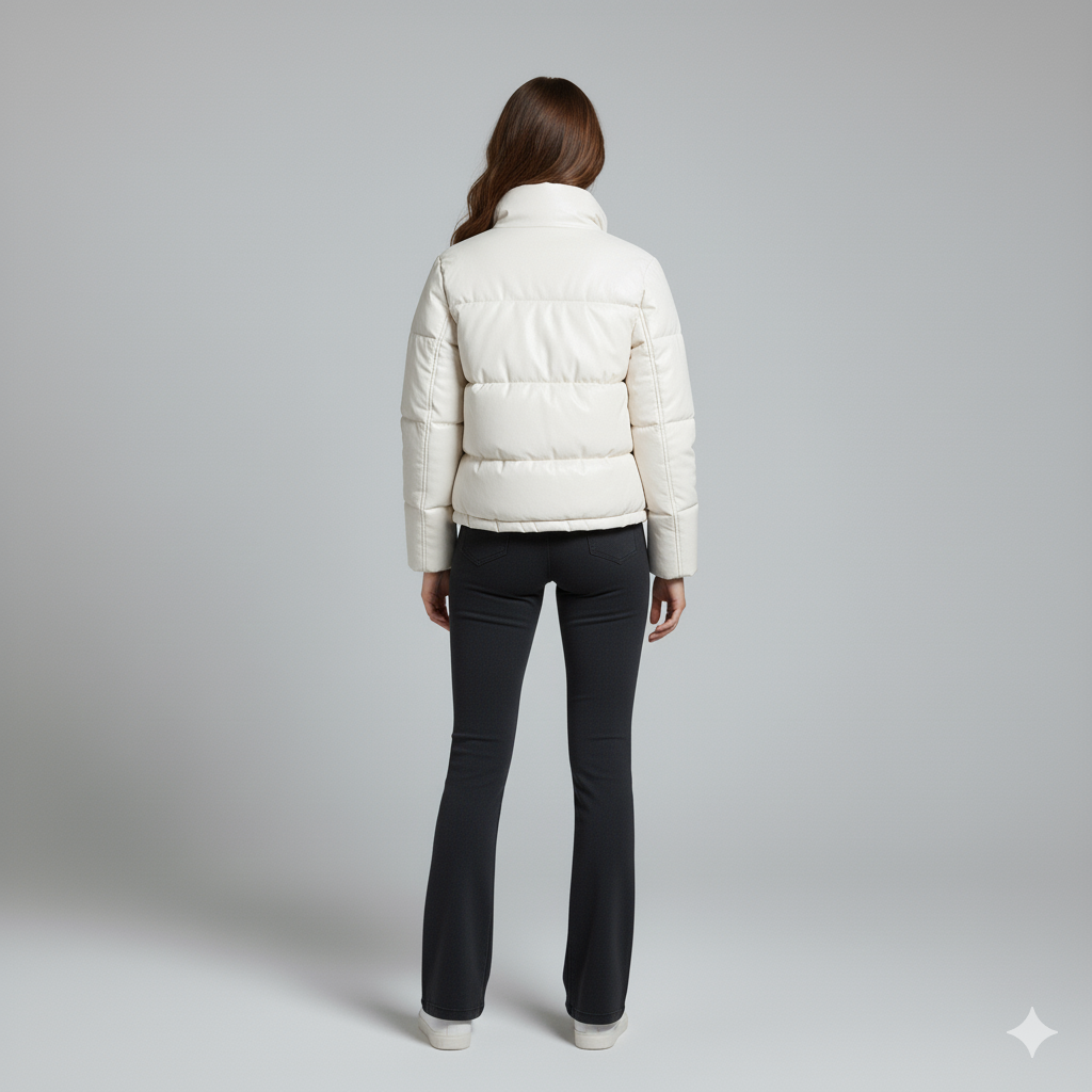 Shane | Puffer Jacket - Short Quilted Mock Neck Winter Outerwear for Women