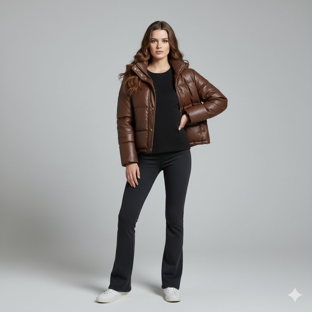 Shane | Puffer Jacket - Short Quilted Mock Neck Winter Outerwear for Women