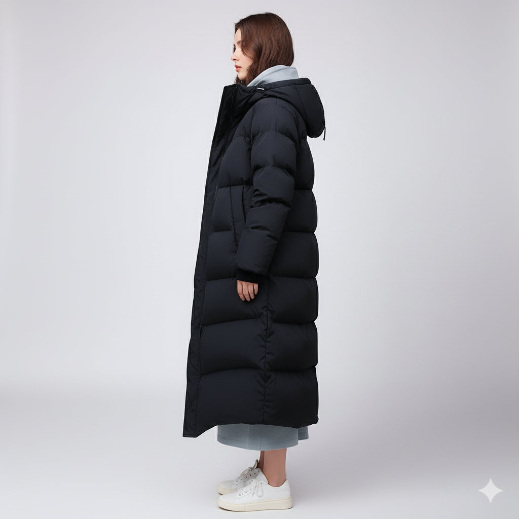 Karen | Puffer Jacket - Long Fit Winter Outerwear with Pockets for Women