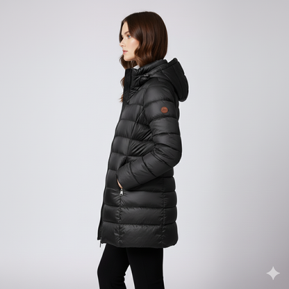 Camille | Padded Jacket - Long Hooded Quilted Water-Repellent Coat for Women