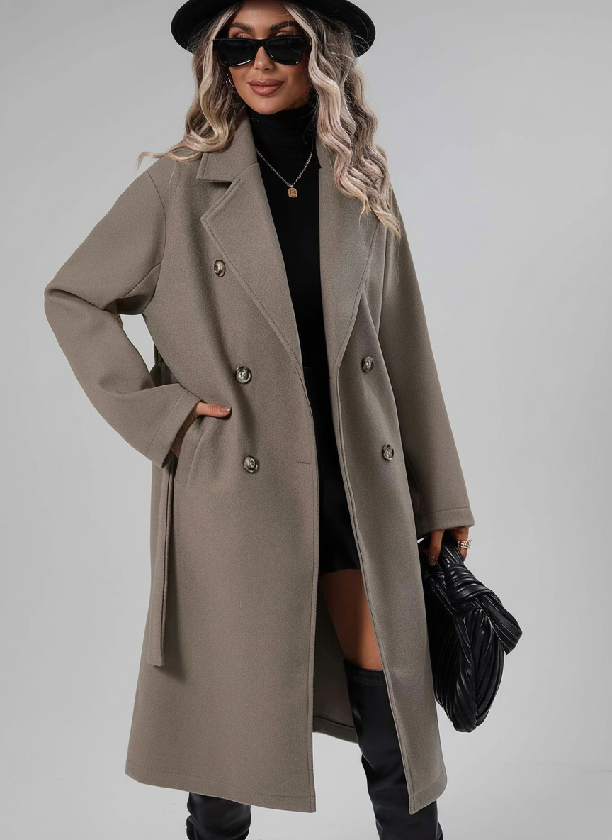 Sienna A-Line Trench Coat | Double-Breasted Belted Coat