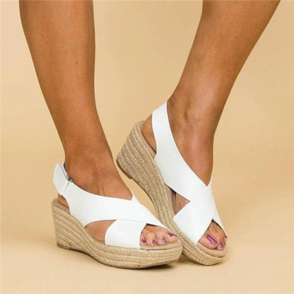 Genevieve Sandals | Comfy Wedge Sandals with Cross Straps