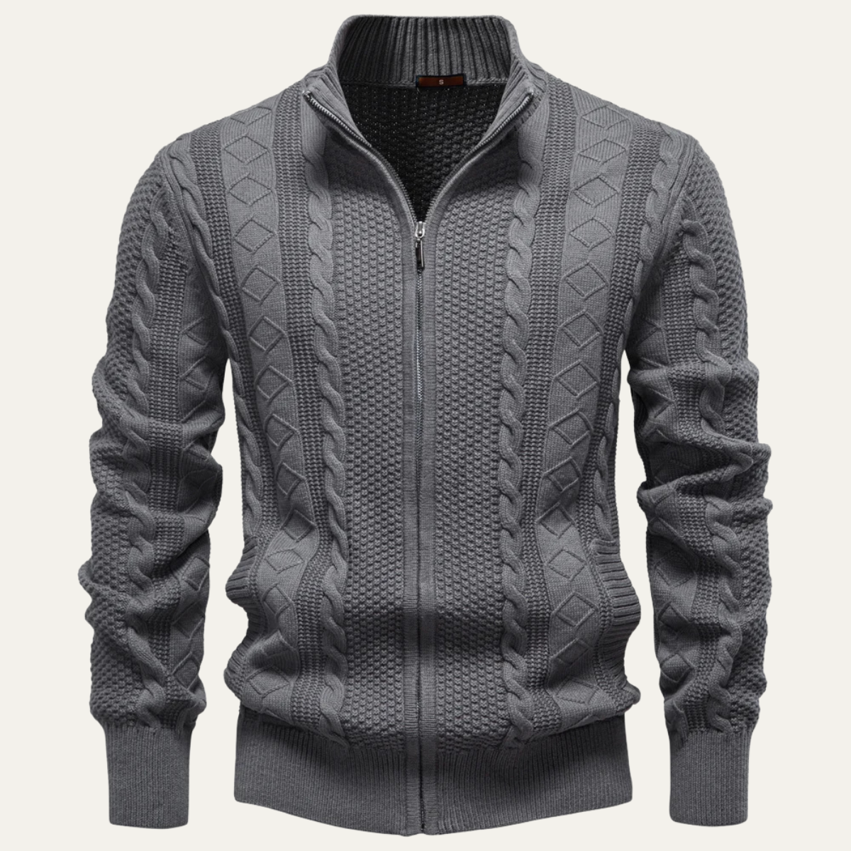 Men’s Striped Slim Fit Quarter Zip Knit Sweater