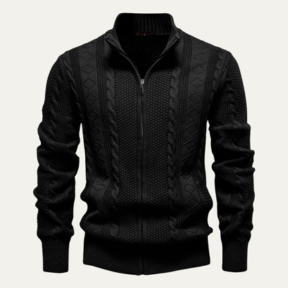 The Bolsena Men’s Slim Fit Cable Knit Zip Cardigan