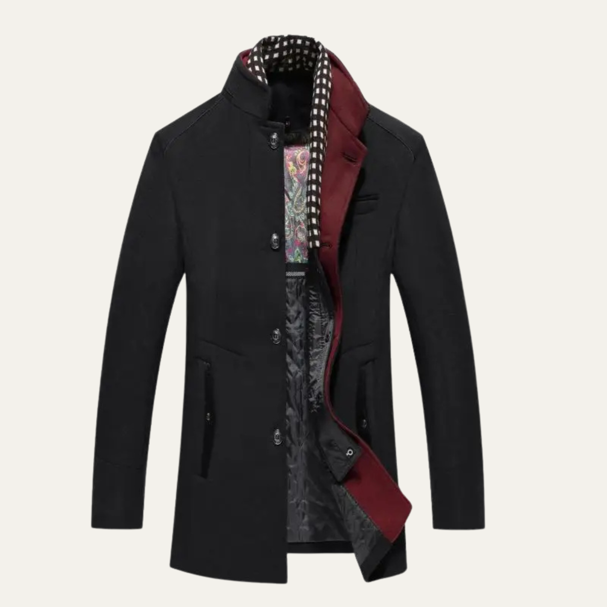 Men’s Stand Collar Single Breasted Topcoat