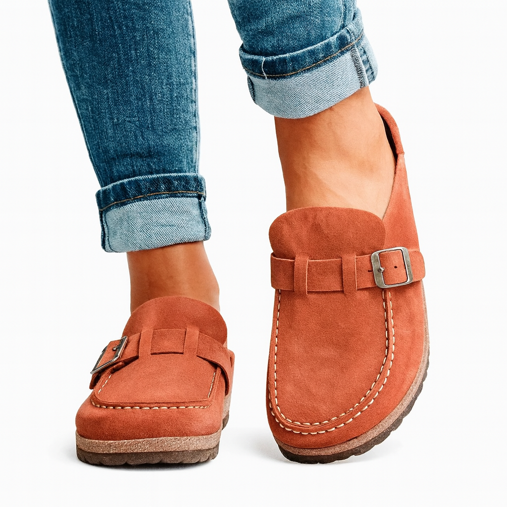 Georgia Clogs Women's Comfortable - Ergonomic mules with strap and buckle in casual style