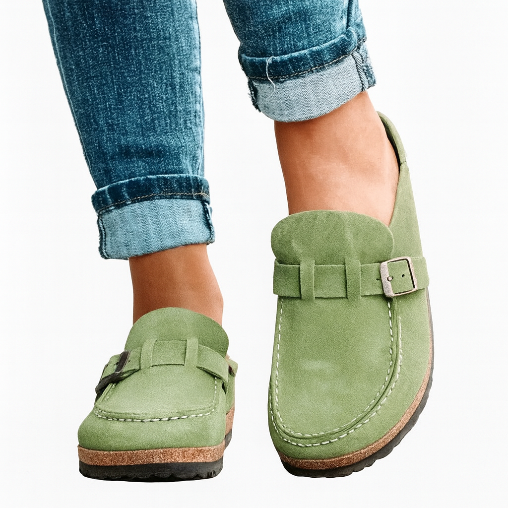 Georgia Clogs Women's Comfortable - Ergonomic mules with strap and buckle in casual style