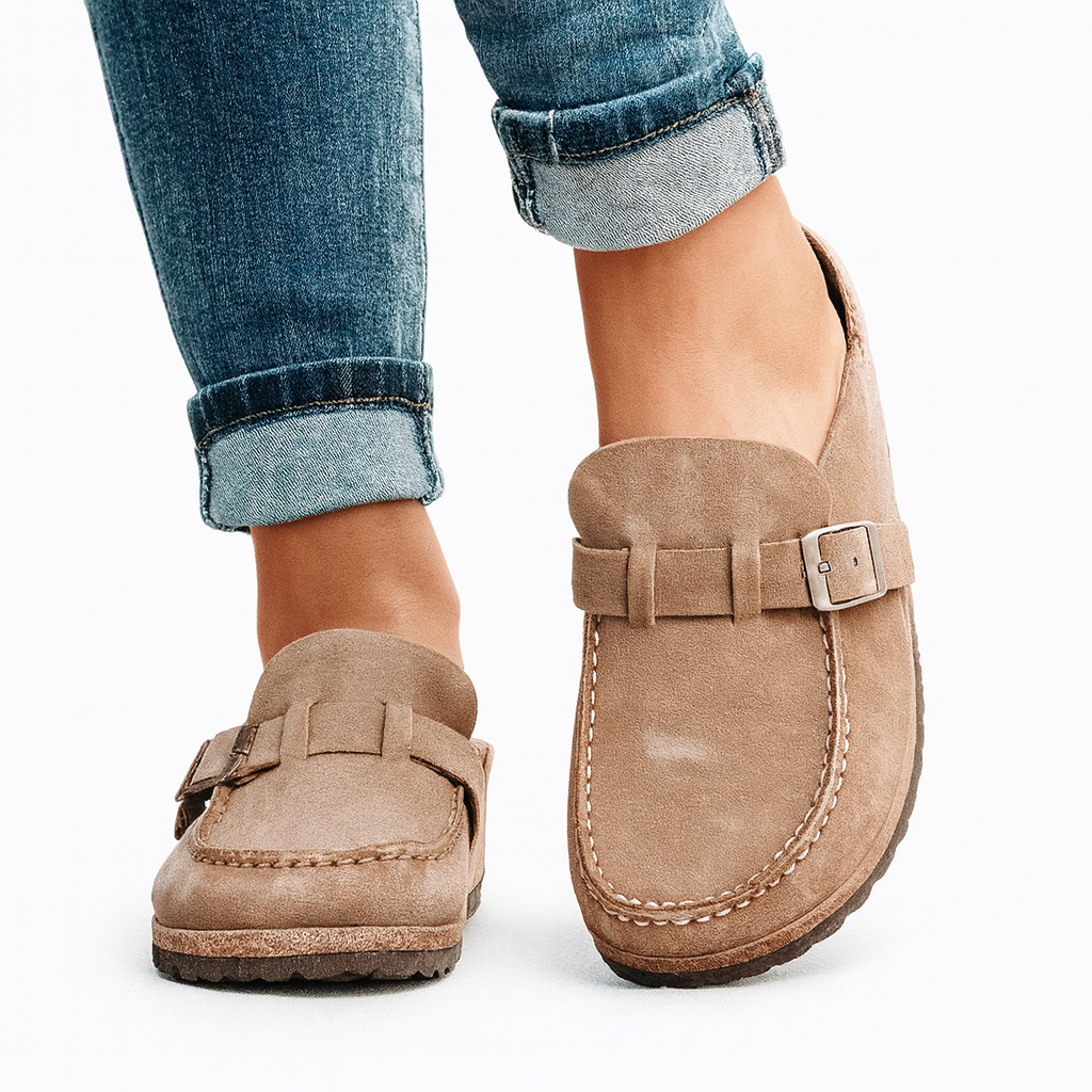 Georgia Clogs Women's Comfortable - Ergonomic mules with strap and buckle in casual style