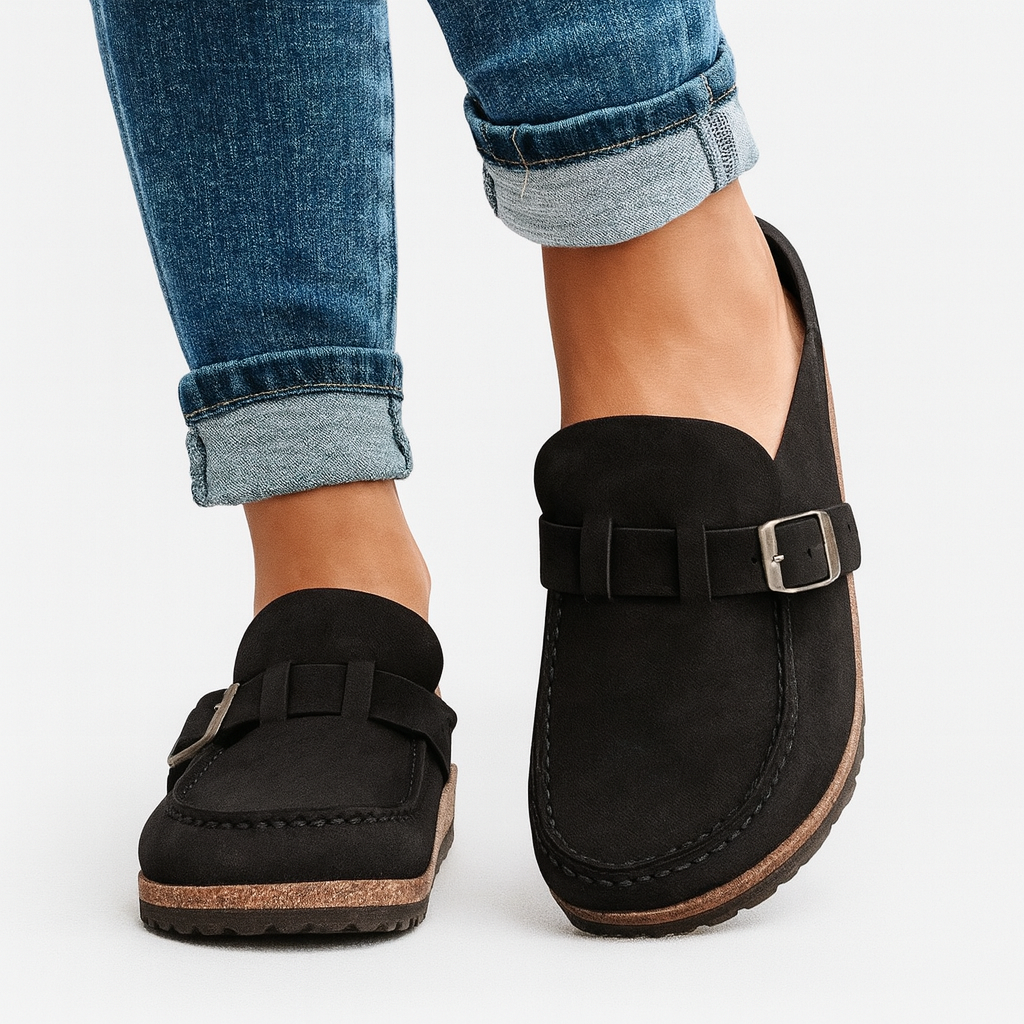 Georgia Clogs Women's Comfortable - Ergonomic mules with strap and buckle in casual style