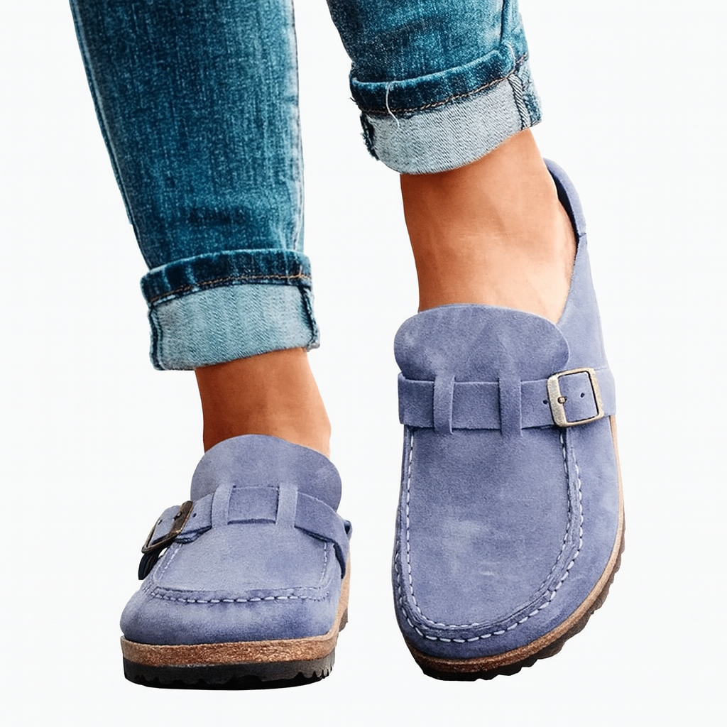 Georgia Clogs Women's Comfortable - Ergonomic mules with strap and buckle in casual style