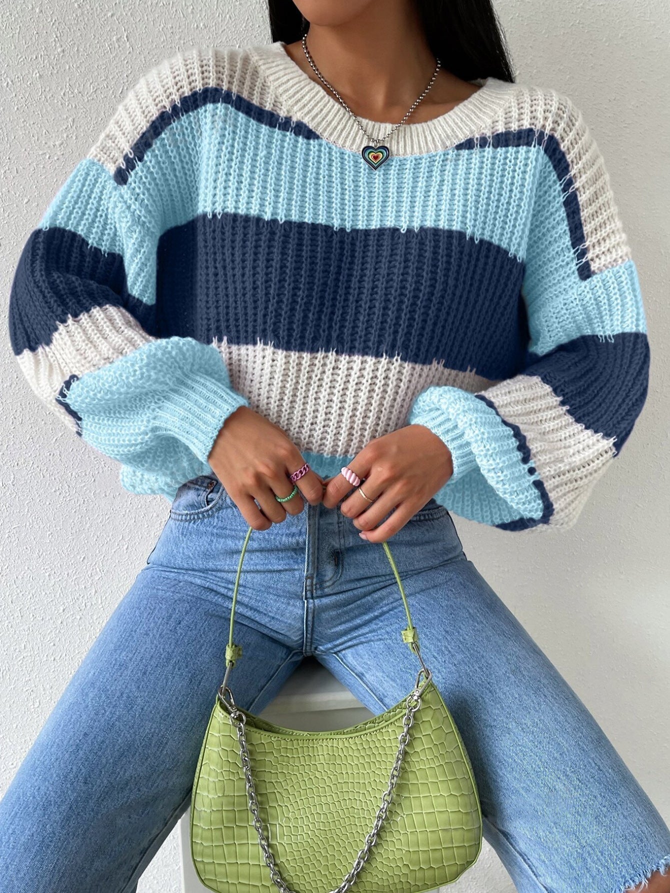 Striped women's sweater with cozy comfort
