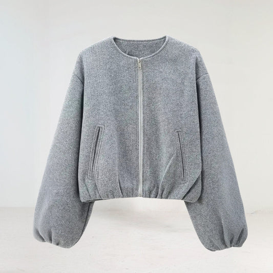 Bella | Women's Puffy Sleeve Zip Up Jacket - BritishElegance