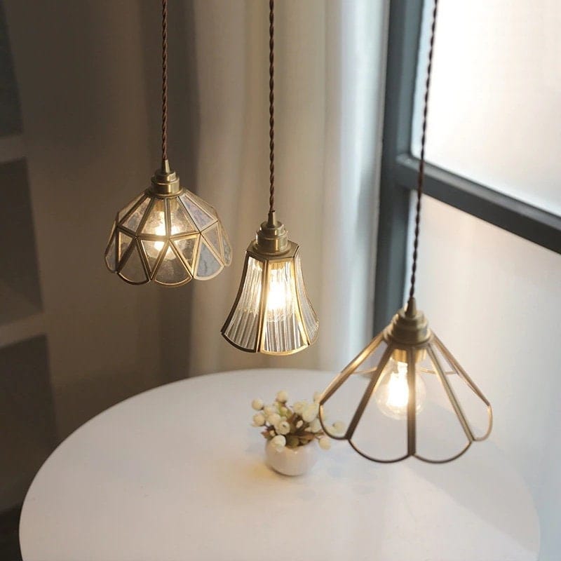 Elegant Glass Flower LED Pendant Light With Metal Frame - BritishElegance