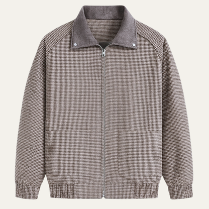 The Montmartre Men’s Casual Zip Up Loose Fit Plaid Jacket
